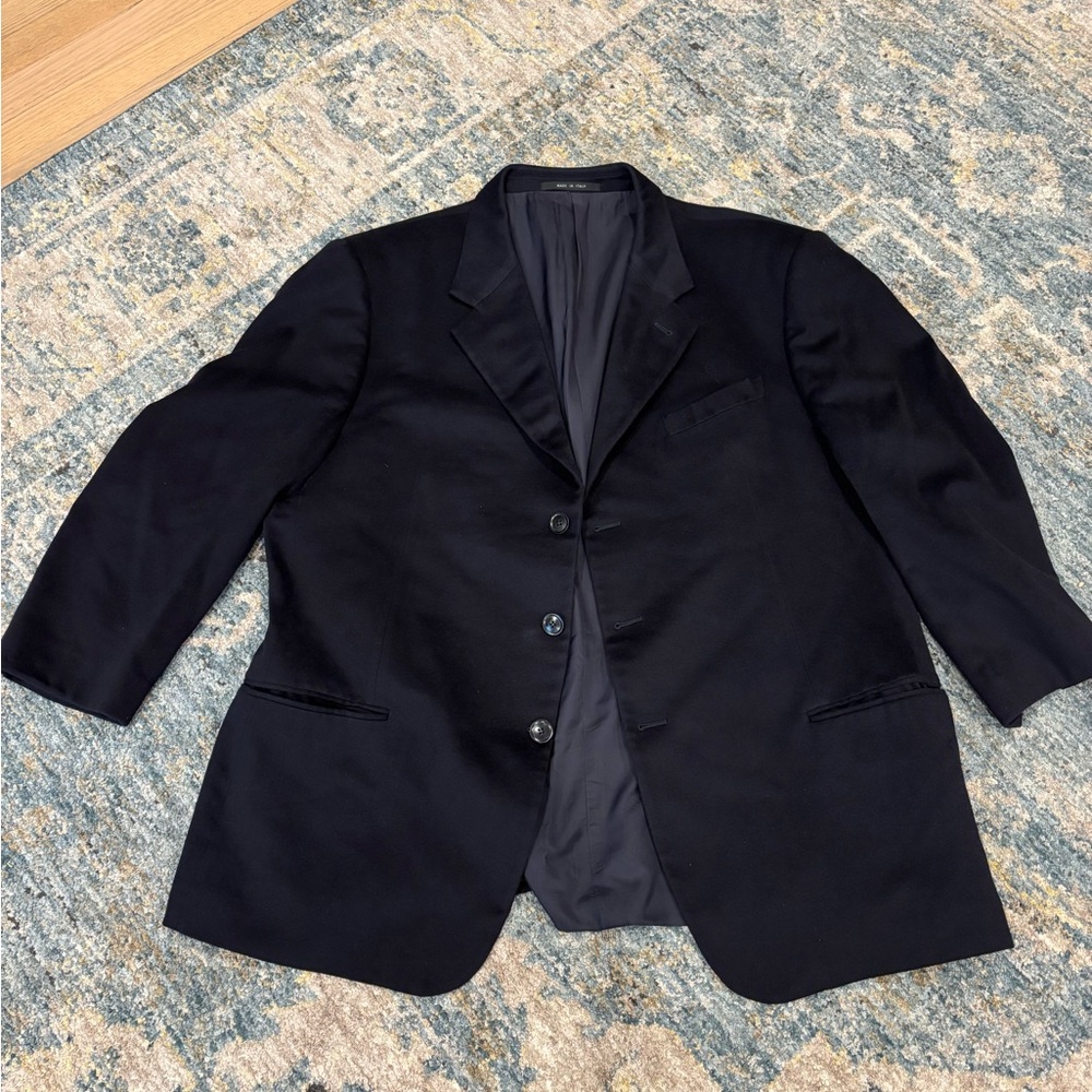 Armani Neiman Marcus $4K Navy Blue Cashmere Blazer Jacket XL